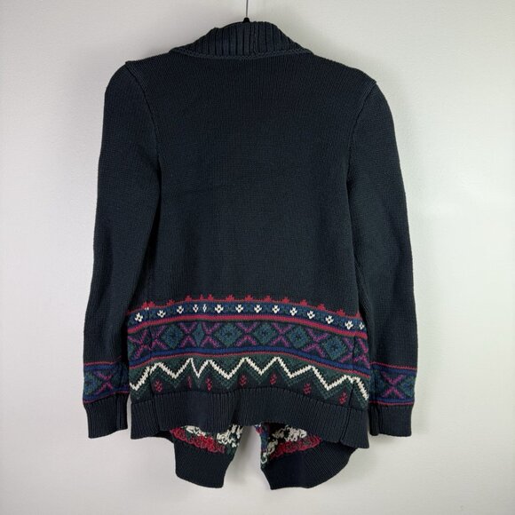 Lauren Ralph Lauren Fair Isle Open Front Cardigan Sweater Black Knit Size M - Picture 12 of 12